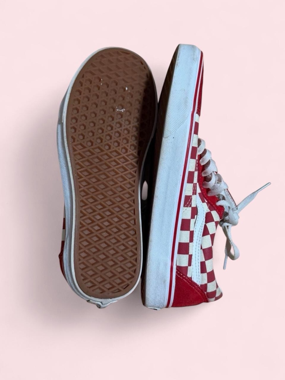 Vans Old Skool red & cream checkerboard sneakers ❤️♟️ - Picture 5 of 5